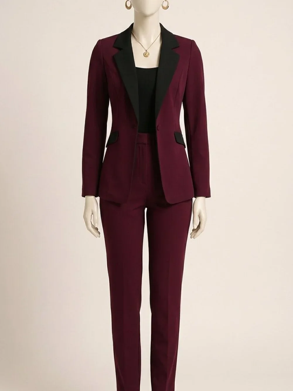 Spoils Me Wine Red Blazer & Pants Suit Set Size M Office Wear New Sealed